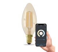 CALEX Smart E14 LED Filament Bulb, B35, Gold, Warm White, WiFi App