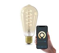 CALEX Smart E27 LED Filament Bulb, ST64, Gold, Warm White, WiFi App | A vintage glow from the gold filament design, featuring energy-efficient LED and hands-free voice control via Alexa