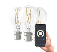 CALEX - Smart Filament Bulb B22, 3-Pack, WiFi LED Bulb, Warm White Light, Clear, App and Works with Amazon Alexa and Google Home, 7W