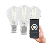 CALEX - Smart Filament Bulb E27, WiFi LED Bulb, Warm White Light, Clear, App and Works with Amazon Alexa and Google Home, 3-Pack