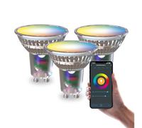 CALEX Smart GU10 LED Spot, RGB and Warm White, Dimmable, WiFi App, 3-Pack