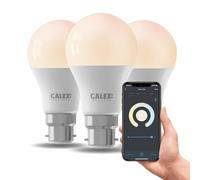 CALEX - Smart LED Bulb Bayonet B22, 3-Pack, WiFi LED A60 Bulb, Warm White Light, App and Works with Amazon Alexa and Google Home, 9.4W