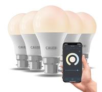 CALEX - Smart LED Bulb Bayonet B22, 5-Pack, WiFi LED A60 Bulb, Warm White Light, App and Works with Amazon Alexa and Google Home, 9.4W
