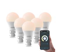 CALEX - Smart LED Bulb Bayonet B22, 6-Pack, WiFi LED A60 Bulb, Warm White Light, App and Works with Amazon Alexa and Google Home, 9.4W