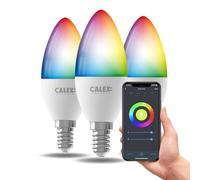 CALEX - Smart LED Bulb E14, 3-Pack, WiFi LED Candle Bulb, RGB, App and Works with Amazon Alexa and Google Home, 5W