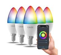 CALEX - Smart LED Bulb E14, 5-Pack, WiFi LED Candle Bulb, RGB, App and Works with Amazon Alexa and Google Home, 5W