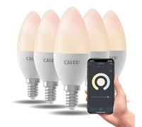 CALEX - Smart LED Bulb E14, 5-Pack, WiFi LED Candle Bulb, Warm White Light, App and Works with Amazon Alexa and Google Home, 5W