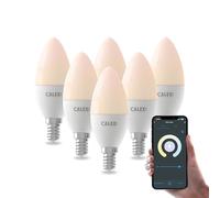 CALEX - Smart LED Bulb E14, 6-Pack, WiFi LED Candle Bulb, Warm White Light, App and Works with Amazon Alexa and Google Home, 5W