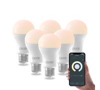 CALEX - Smart LED Bulb E27, 6-Pack, WiFi LED A60 Bulb, Warm White Light, App and Works with Amazon Alexa and Google Home, 9.4W