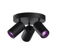 CALEX Smart LED Ceiling Spot, 3-Light Round, Rotatable, GU10, Black, WiFi | Choose from 16 million colours and warm white light, featuring rotatable spotlights and voice control via Alexa