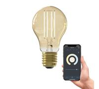 CALEX Smart LED Lamp, E27, A60, Gold Filament, Warm White Light, Dimmable, WLAN App & Voice Control