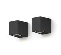 CALEX Smart LED Wall Lamp Downlight, GU10, Black, App Controlled, 2-Pack | Choose from 16 million colours with the smart GU10 bulb, featuring energy-efficient scheduling for added security