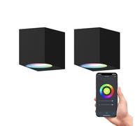 CALEX Smart LED Wall Lamp Downlight, GU10, Black, App Controlled, 2-Pack | Choose from 16 million colours with the smart GU10 bulb, featuring energy-efficient scheduling for added security