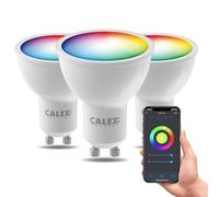 CALEX - Smart Light Bulb GU10, 3-Pack, WiFi LED Spotlight, RGB, App and Works with Amazon Alexa and Google Home, 4.9W