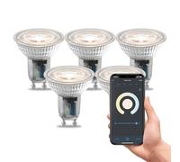 CALEX - Smart Light Bulb GU10, 5-Pack, WiFi LED Spotlight, Warm White Light, App and Works with Amazon Alexa and Google Home, 4.9W