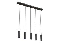 CALEX - Smart Pendant Light, 5-Light, Ceiling Light GU10 Holder, App-Controlled, Compatible with Amazon Alexa, Adjustable Height Fixture, Matt Black