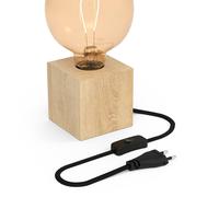 Calex table lamp, cube-shaped, wooden veneer