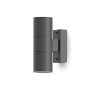 CALEX Turin GU10 Wall Lamp, Up and Down, Cylinder, IP54, Anthracite | Compatible with two GU10 bulbs of your choice, featuring an elegant flex filament light line effect