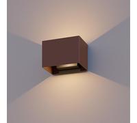 CALEX Venice LED Wall Light, Rectangle, Adjustable Beam, Rust, IP54 | Dual-sided lighting from high quality LED chips, featuring an IP54 rating for dust and splash resistance