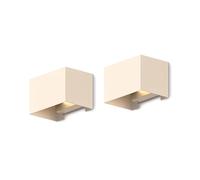 CALEX Venice Wall Light, Outdoor & Indoor, Warm White Up & Down Light, Adjustable Beam, Waterproof, Sand Colour, 2-Pack