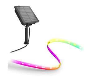 CALEX Vista Solar LED Strip, 3 m, Coloured & Warm White Light, Rechargeable via Solar Energy & USB-C, Waterproof, with Remote Control
