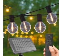 CALEX - Vista Solar String Light 10M/33FT, LED Garden Lighting, 20 Bulbs, Festoon Waterproof IP44, Cozy Lighting, Including Remote