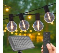 CALEX - Vista Solar String Light 10M/33FT, LED Garden Lighting, 20 Bulbs, Festoon Waterproof IP44, Cozy Lighting, Including Remote