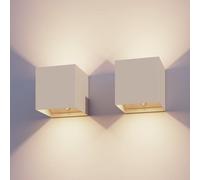 Calex Volterra Rechargeable Cube Wall Light Sand Battery Motion Sensor 2 Pack