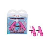 CalExotics Nipplettes Waterproof Push Button Vibrating Nipple Clamps - Pink