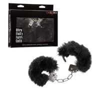 CalExotics Ultra Fluffy Furry Cuffs Handcuff Sex Key Holster Adults Law Enforcement Role Play BDSM Restraining - Black - SE-2651-65-3