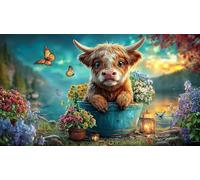 Calf-among-sunflowers-at-sunset 1000 Piece Adult Jigsaws Fun Present & Activity for Home Educational Game Challenge Challenging Puzzles for Women, Gifts for Men 70x50/1000pcs