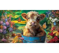 Calf-among-sunflowers-at-sunset 1000 Piece Educational Game Decompression Puzzle Recycled Paper Fun Present & Activity for Home for Wall Decoration and Gifts 38x52/1000pcs