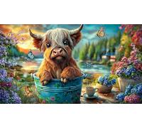 Calf-among-sunflowers-at-sunset 1000 Piece Recycled Paper Jigsaw Puzzle Fun Present & Activity for Home Educational Game Decompression Great Gift Idea for Wall Decoration and Gifts 70x50/1000pcs