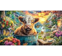 Calf-among-sunflowers-at-sunset Adult Jigsaws Puzzle 1000 Piece Educational Games Fun Present & Activity for Home Challenging Puzzles for Relaxation, Creativity & Gift Giving 70x50/1000pcs