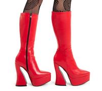 Lamoda Calf Boots Sketchy Pointed Toe Platform Zip Red, Bold Boots - Red - UK 4