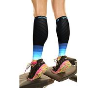 Calf Compression Sleeves (1 Pair) - Unisex Footless Compression Socks for Shin Splints, Varicose Veins, Leg Cramps, Calf Support, Achilles Tendon Support, Running, Maternity, Nurses (BLK-BLU L/XL)