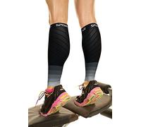 Calf Compression Sleeves (1 Pair) - Unisex Footless Compression Socks for Shin Splints, Varicose Veins, Leg Cramps, Calf Support, Achilles Tendon Support, Running, Maternity, Nurses (BLK-GRY L/XL)