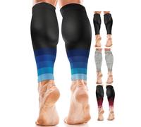 aZengear Calf Compression Sleeves for Men & Women - Shin Splint and Calf Support Brace - Compression Calf Guards - Leg Sleeves for Torn Muscle Cramps (S-M, Black w/Blue)