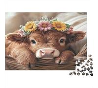 Calf Flower Crown Jigsaw Puzzles 1000Pc Recycled Paper for Adults Puzzle for Adults Educational Game Decompression Fun Home Activity Great Gift Idea for Gift Giving 38x26cm/1000pcs