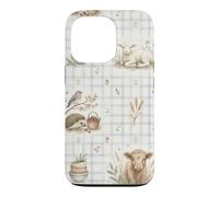 Calf Lamb Hedgehog Birds Farmhouse Country Watercolor Case for iPhone 13 Pro