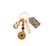 calfee Feng Shui Keychains, 4-piece set Vintage Brass Money Bag Keychain Chinese Five Emperors Coins Car Key Rings Charm Pendant (Snake)