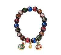 calfee Fragrant Grey Glass Hand Chain Swallows Gold Beast to Heal Anxiety, Relieve Feng Shui, Bring Luck and Luck Great Gift (10mm, multicolored)