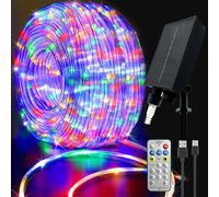 calflux Solar Rope Lights Outdoor Waterproof, 20m Rope Lights Outdoor,8 Modes Rope Tube Light with Remote Control for Garden, Trampoline Multicolour