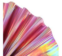 CALFOVERA 1.35×0.3M Holographic Vinyl Fabric Iridescent Reflective PU Leather Roll Holographic Mirror Leather Fabric Sheet for Sewing Earring Handbag Wallets Bows Making (Pearl Pink)