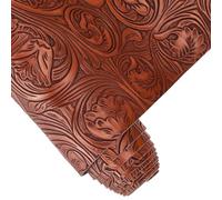 CALFOVERA 1.37×0.3M Textured Vintage Floral Pattern PU Leather Fabric Coffee Embossed PU Leather Sheets Synthetic Material Leatherette Roll for DIY Earrings Upholstery Sewing Crafts Making