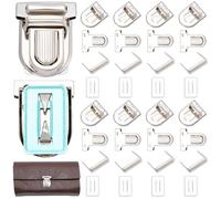 CALFOVERA 1 Box 12Pcs Purse Push Lock Clasp Silver Metal Iron Purse Closure Catch Fasteners Thumb Twist Locks Hardware Clip Buckle with Washers for DIY Craft Leather Handbag Bags Wallet Making
