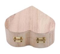 CALFOVERA 10×9×4cm Love Heart Shape Wood Craft Organizer Jewelry Box Storage Trinket Container Unfinished Wooden Ring Box Gift Case with Hinged Lid for Gift Wrapping Jewelry