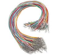 CALFOVERA 100PCS 1.5mm Braided PU Leather String Rope Chain Necklace Round Thin Leather Cord Necklaces 46cm Mixed Color with Silver Clasps Stainless Steel Extender for Men Women Jewelry DIY Making