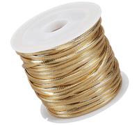 CALFOVERA 10M Flat PU Leather String Cord 2MM Fold Over Double Sided Gold Leather Thin Strap Cording Lace Rope Braiding Strip Thread for Jewelry Making Crafts Bracelet Necklace DIY Projects