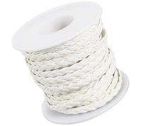 CALFOVERA 10M x 5MM Flat PU Braided Leather String Cord White Woven Leather Folded Bolo Cording Lace Straps Rope Braiding Strip Thread for Jewelry Making Crafts Bracelet Necklace DIY Projects